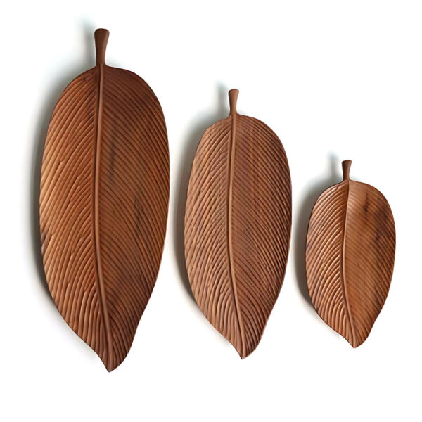 Wooden leaf refreshment plate (set of 3) - woodin water